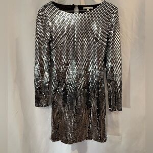 Charlotte Russe Metallic Sequin Long Sleeve New Years Eve Party Stretchy Dress